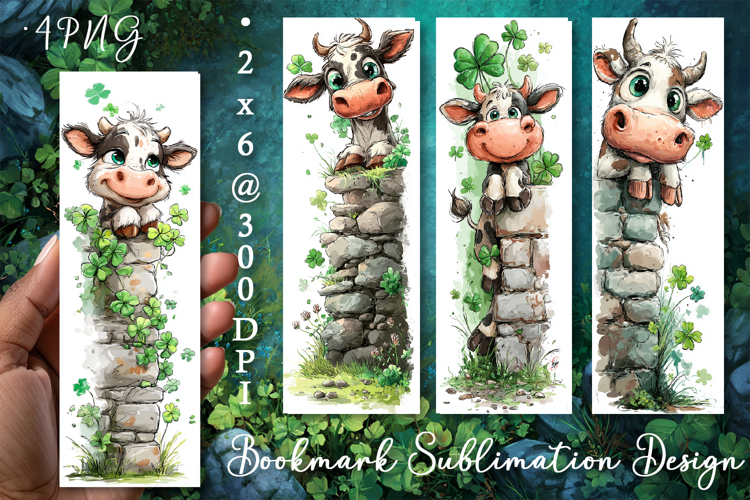 Cow. St Patricks Day Bookmark, animal Sublimation Design