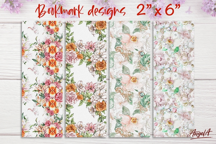 Floral patterns bookmark sublimation, roses summer flowers