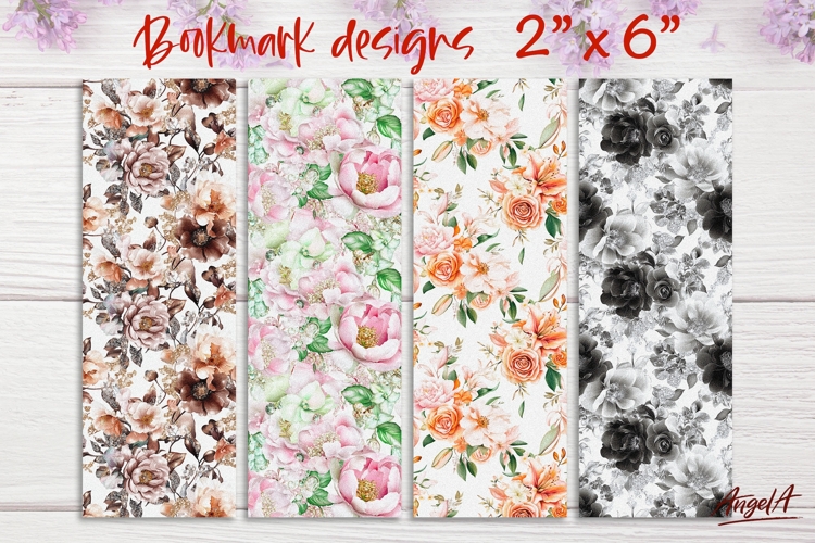 Floral patterns bookmark sublimation, peonies roses pattern