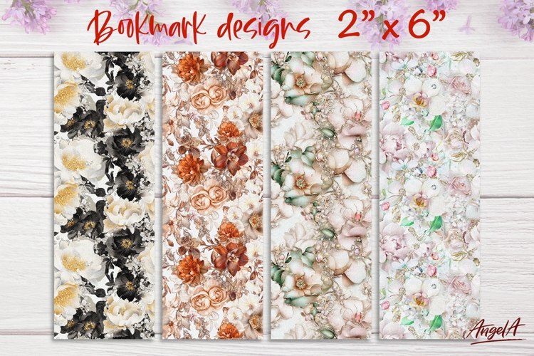 Floral patterns bookmark sublimation, peonies roses pattern