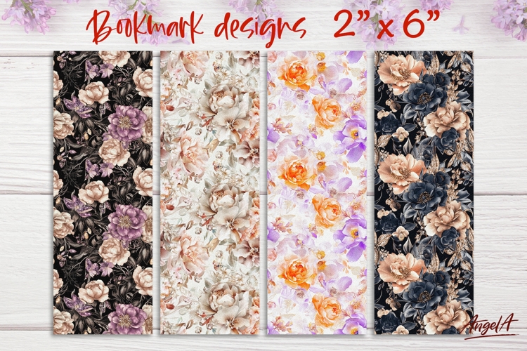 Floral patterns bookmark sublimation, peonies roses pattern