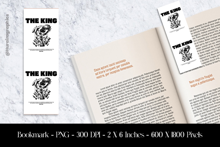 The King Bookmark Sublimation Design PNG