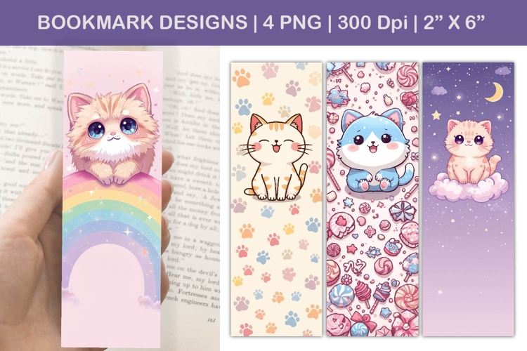 Funny Cat Bookmarks, Funny Cartoon Cat Bookmarks