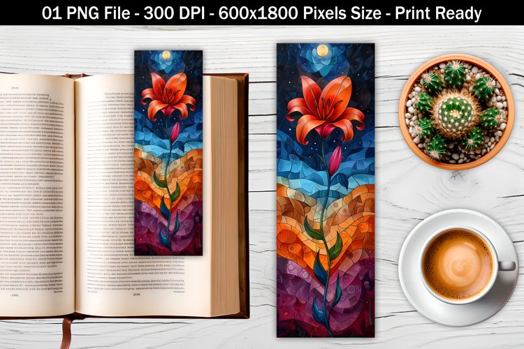 Whimsical lily flower art bookmark | Bookmark Sublimation example image 1
