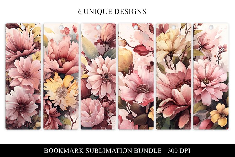 Watercolor Floral Printable Bookmarks Sublimation Bundle