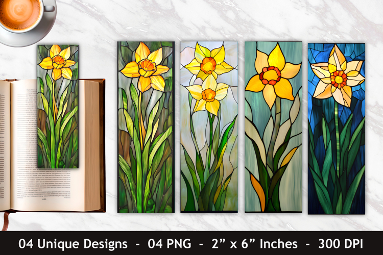 Stained Glass Daffodil Flower Bookmark | Bookmark Designs