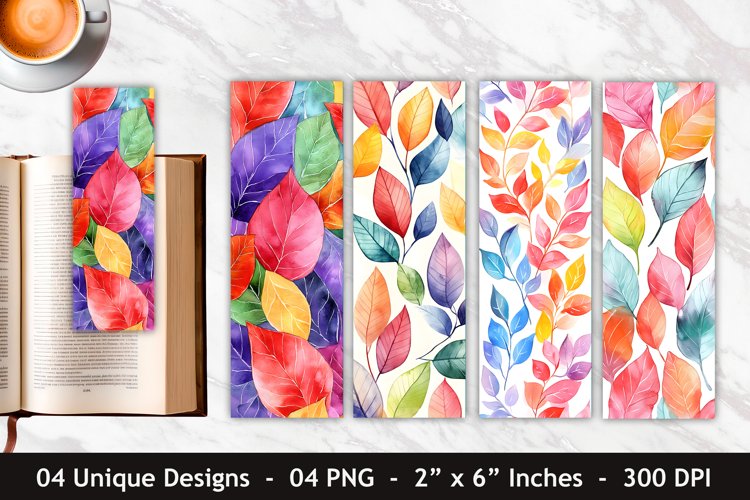 Watercolor Colorful Leaves Bookmark | Bookmark Sublimation