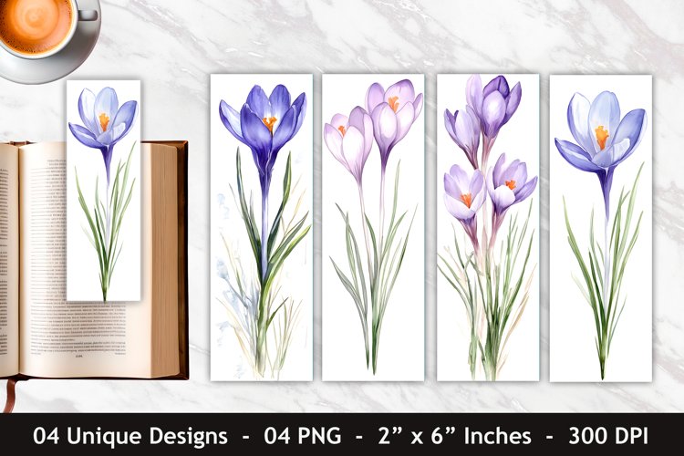 Watercolor Crocus Flower Bookmark | Bookmark Sublimation