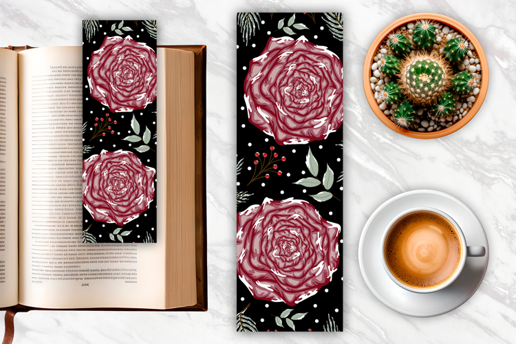 Snowy Rose Flower Bookmark | Winter Bookmark