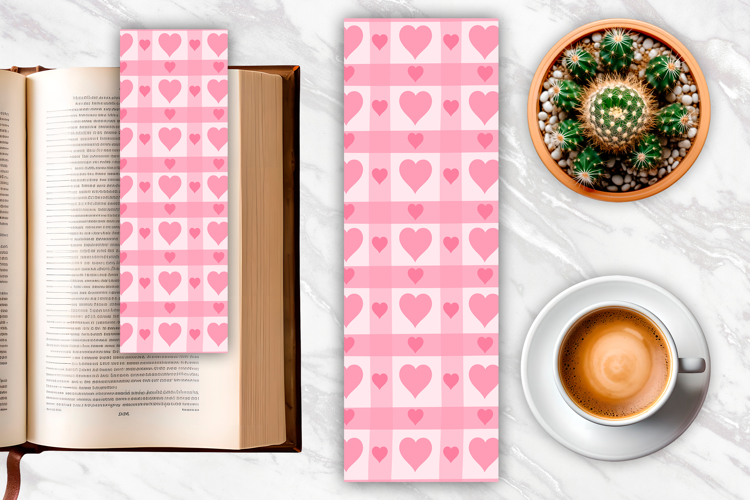 Pink Heart Pattern bookmark | Bookmark Sublimation