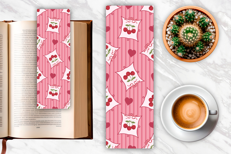 Cherry Coquette Heart Bookmark | Bookmark Sublimation