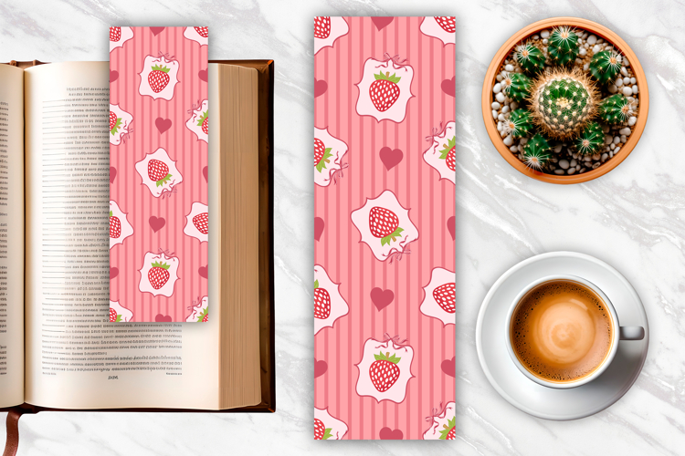 Strawberry Coquette Heart Bookmark | Bookmark Sublimation