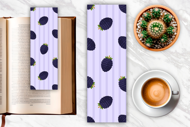 Blackberry Pattern Bookmark | Bookmark Sublimation example image 1