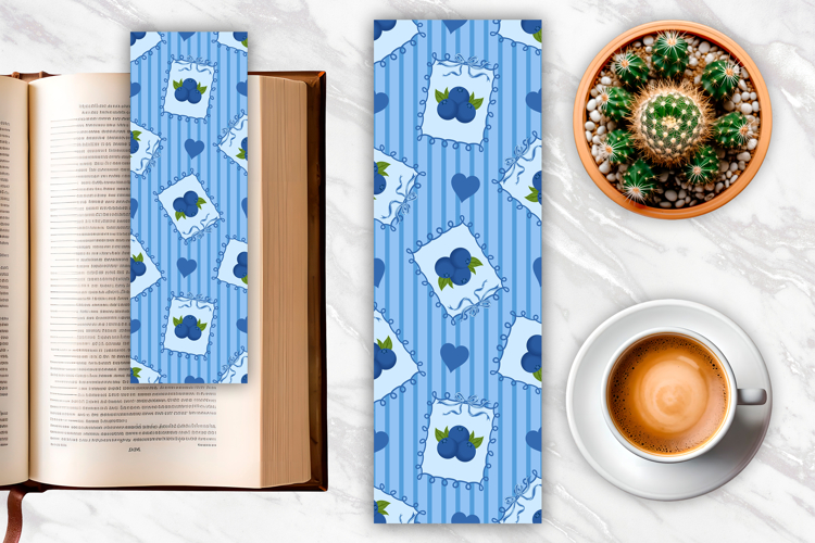 Blueberry Coquette Heart Bookmark | Bookmark Sublimation