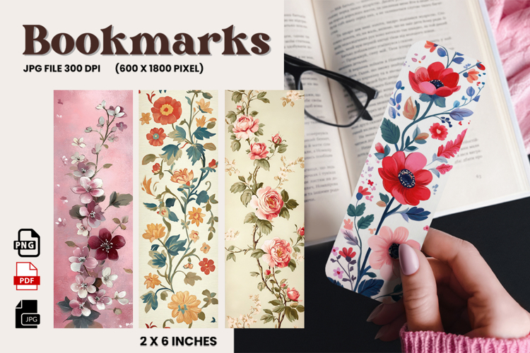 Flower Bookmark Design Printable Border Flower Pen Wrap_93 example image 1