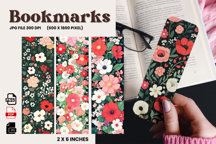 Flower Bookmark Design Printable Border Flower Pen Wrap_97 example image 1