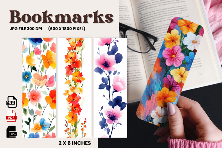 Flower Bookmark Design Printable Border Flower Pen Wrap_98 example image 1