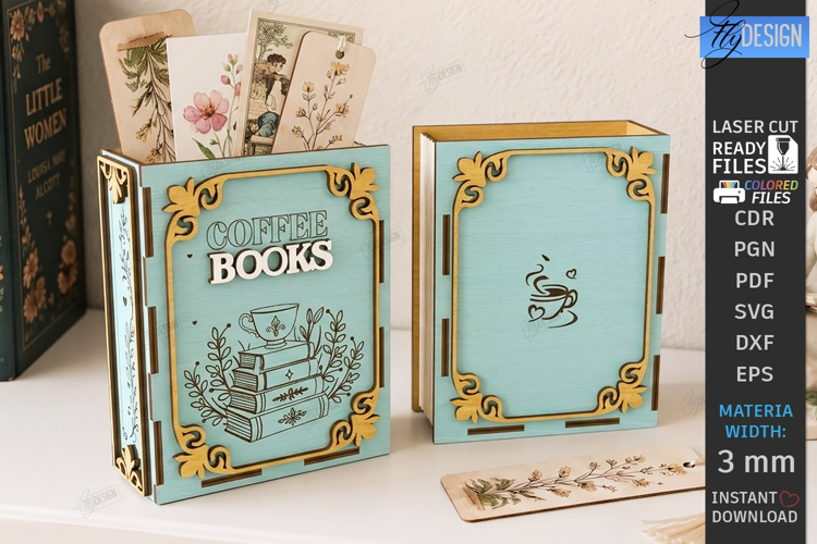 Wooden Bookmark Storage Box Laser Cut | Desk Organizer | CNC