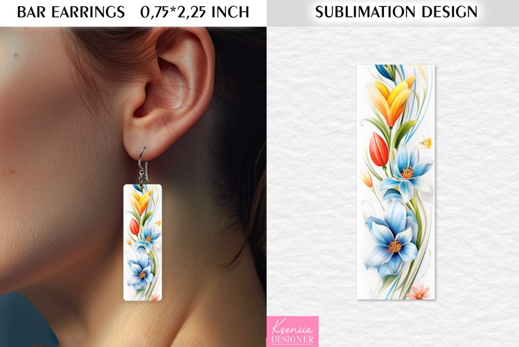 Spring Wild Flower|Easter Bar Earrings Sublimation