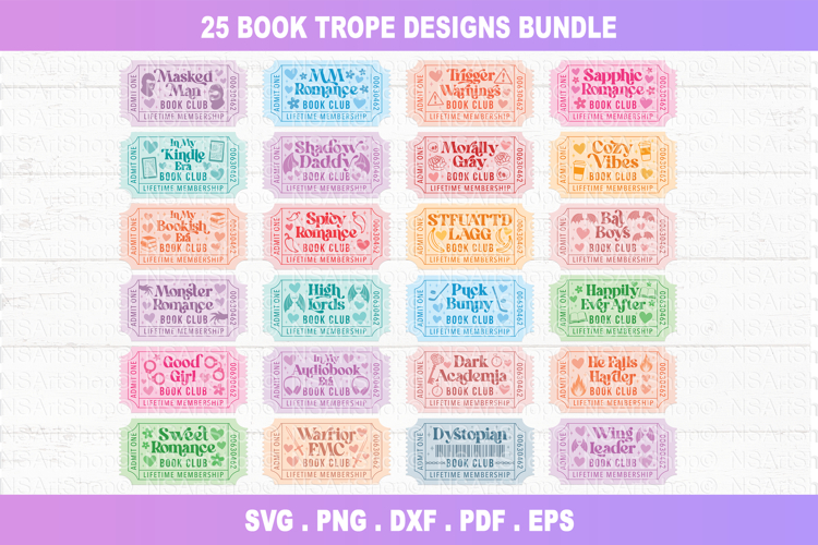 Book Tropes SVG Bundle, Bookish PNG Files