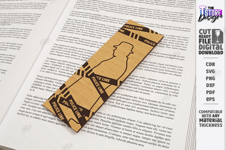 Wooden True Crime Bookmark Laser Cut | Detective Crime Scene