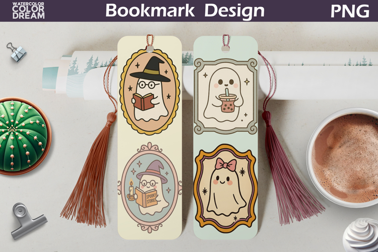 Cute Ghost Bookmarks | Retro Halloween Frames Bookmark