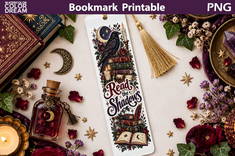 Read the Shadows Bookmark | Gothic Fantasy Printable