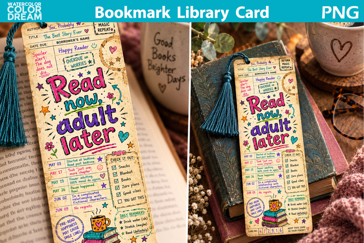 Coffee Books Library Card | Bookish Bookmark Printable