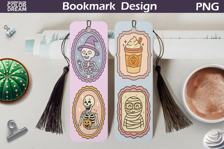 Skeleton Mummy Bookmarks | Retro Halloween Frames Bookmark
