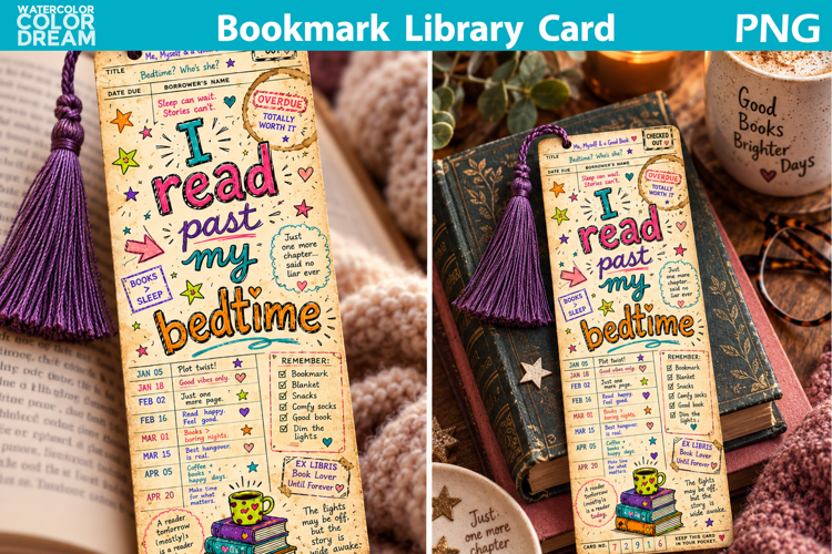 Coffee Books Library Card | Bookish Bookmark Printable