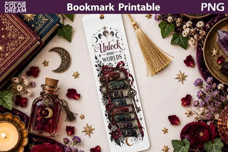 Unlock New Worlds Bookmark | Fantasy Bookish Printable