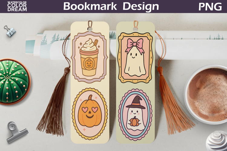 Ghost Pumpkin Bookmarks | Retro Halloween Frames Bookmark