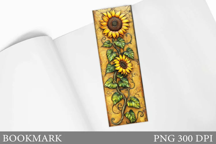 Sunflowers Bookmark Design. Flowers Bookmark Sublimation