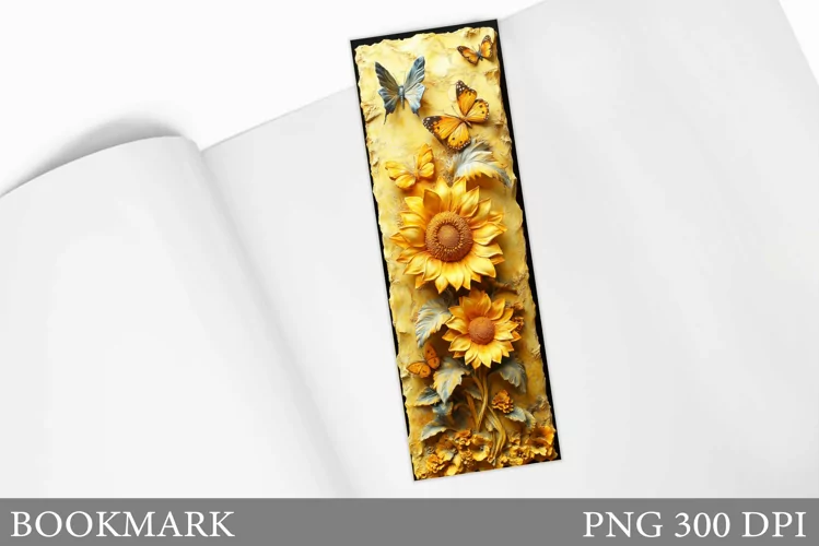 Sunflowers Bookmark Design. Flowers Bookmark Sublimation