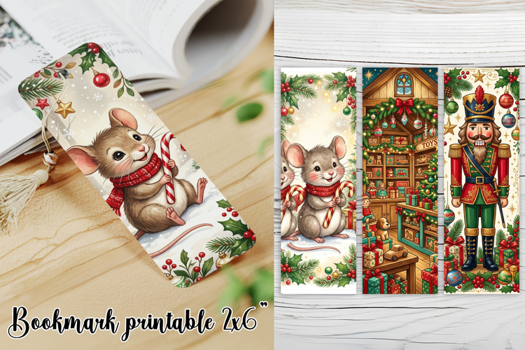 Vintage Christmas Bookmark PNG | Mouse Nutcracker PNG