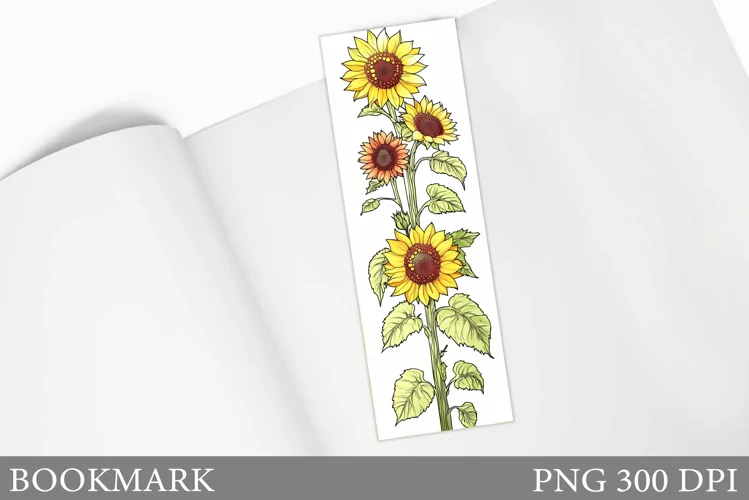 Sunflowers Bookmark Design. Flowers Bookmark Sublimation