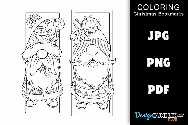 Bookmark Coloring - Christmas Gnomes PDF