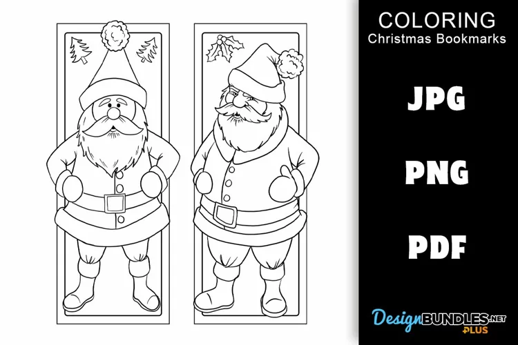 Bookmark Coloring - Christmas Santa Claus PDF