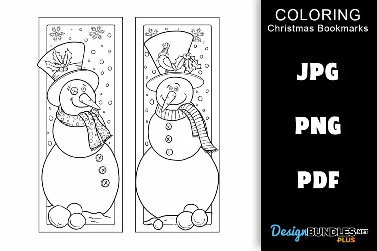 Bookmark Coloring - Christmas Snowmen PDF