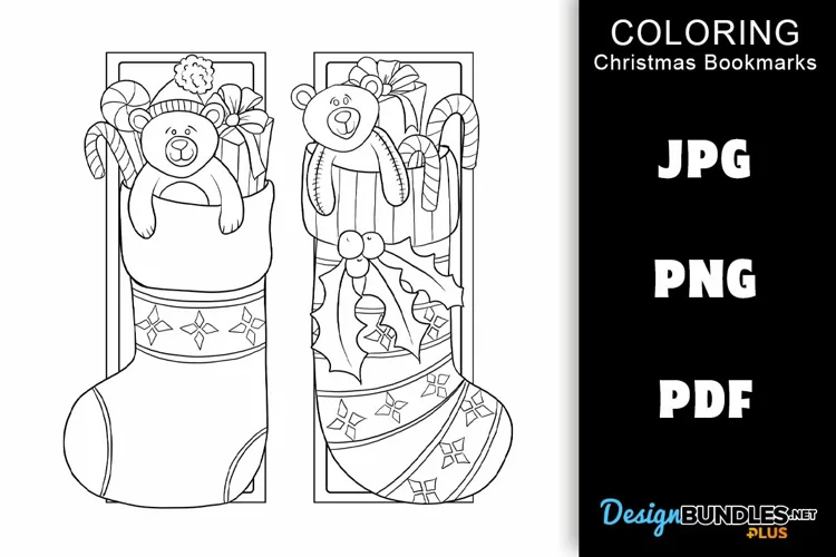 Bookmark Coloring - Christmas Stocking PDF