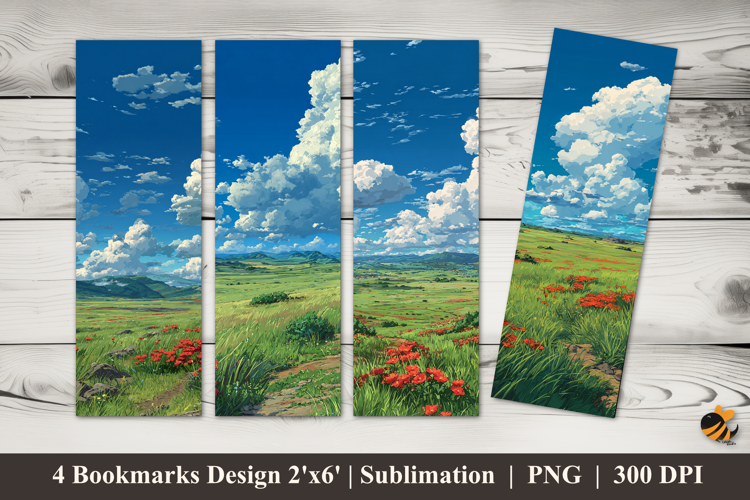 Green Field Bookmarks Sublimation Design