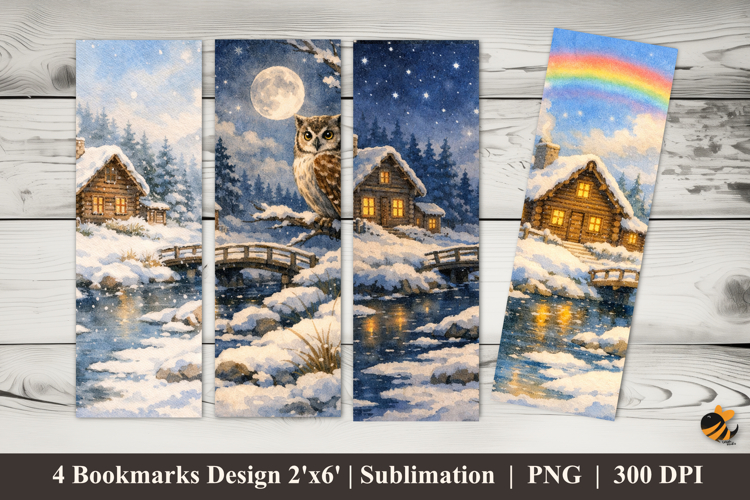 Winter Rainbow Bookmarks Sublimation Design