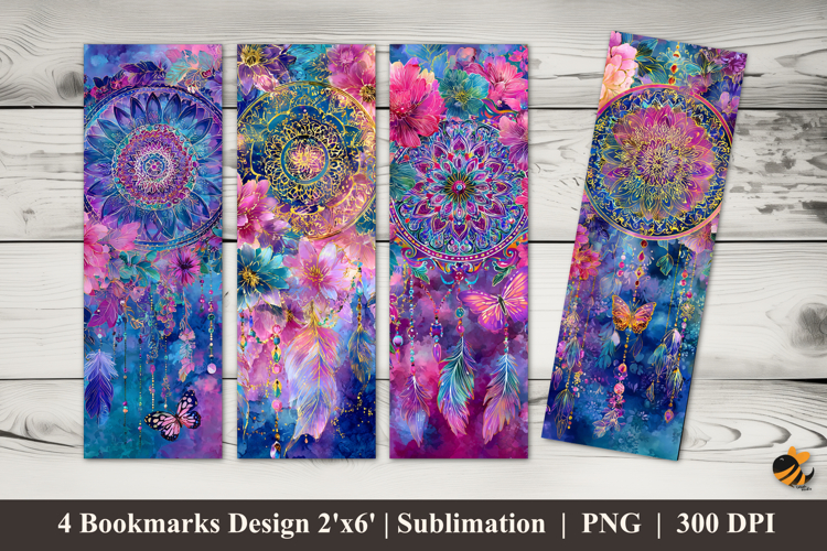 Dreamcatcher Flower Bookmarks Sublimation Design