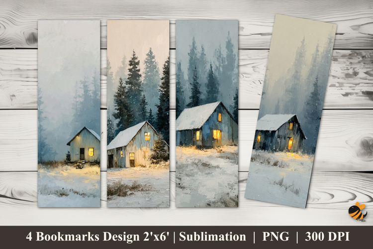 Tranquil Winter Shelter Bookmarks Sublimation Design