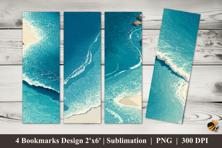 Blue Beach Bookmarks Sublimation Design