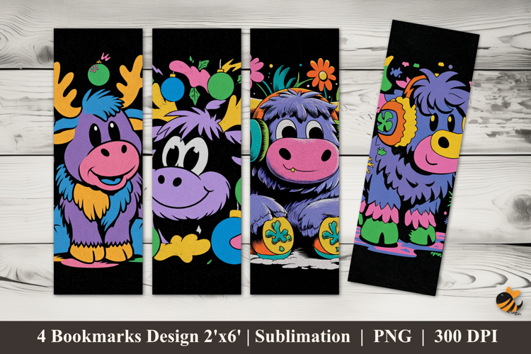 Screen Printed Cow Bookmarks Sublimation Design