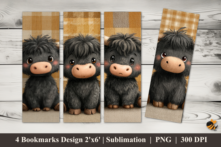 Tiny Black Cow Bookmarks Sublimation Design