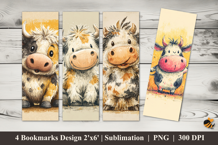 Hills Cow Bookmarks Sublimation Design