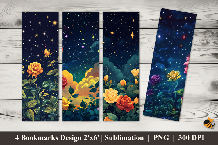 Stary Rose Bookmarks Sublimation Design