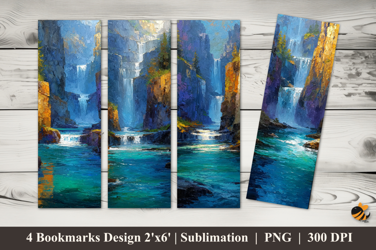 Mountain Waterfall Bookmarks Sublimation Design